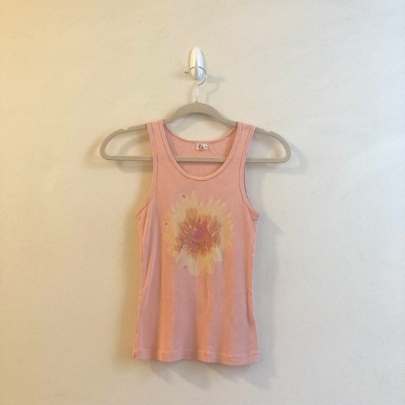 Joie Tank Top Boho Peach with Flower Design, Size S - Picture 3 of 9
